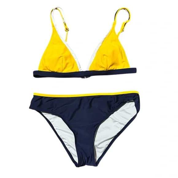 Cupshe Yellow and White Women's Bikini Size Medium Large - Picture 3 of 9